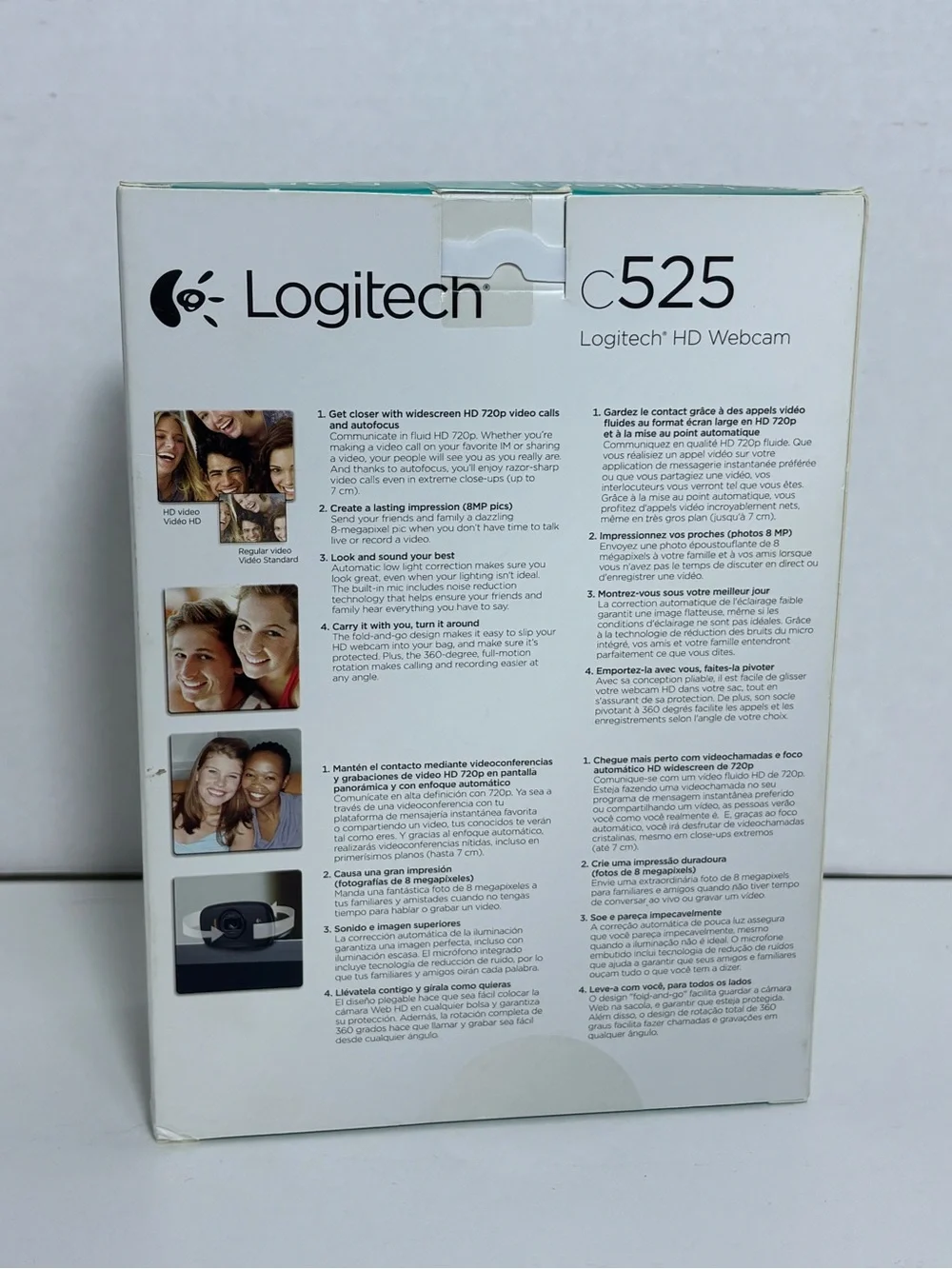 Logitech C525 HD Webcam USB Portable 360 Rotating 720p Video AutoFocus NEW